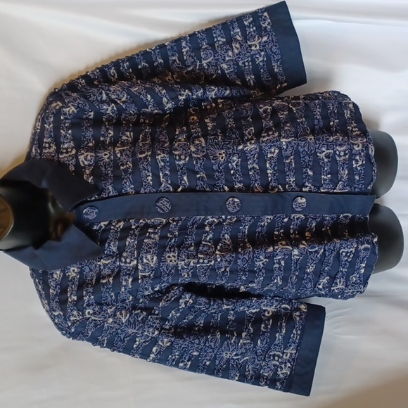 Christopher and Banks Cotton 3/4 sleeve Blazer, patchwork pattern, 100% cotton - Picture 1 of 8